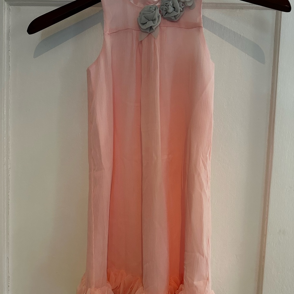 NWT Size 6x Trish Scully child dress pale pink gray flower dress